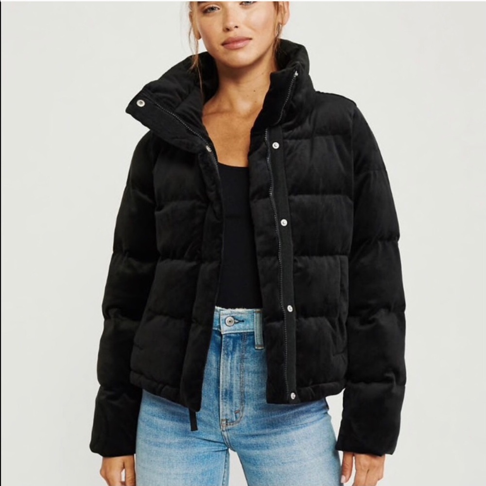 Abercrombie Velvet Black Mini Puffer NWT